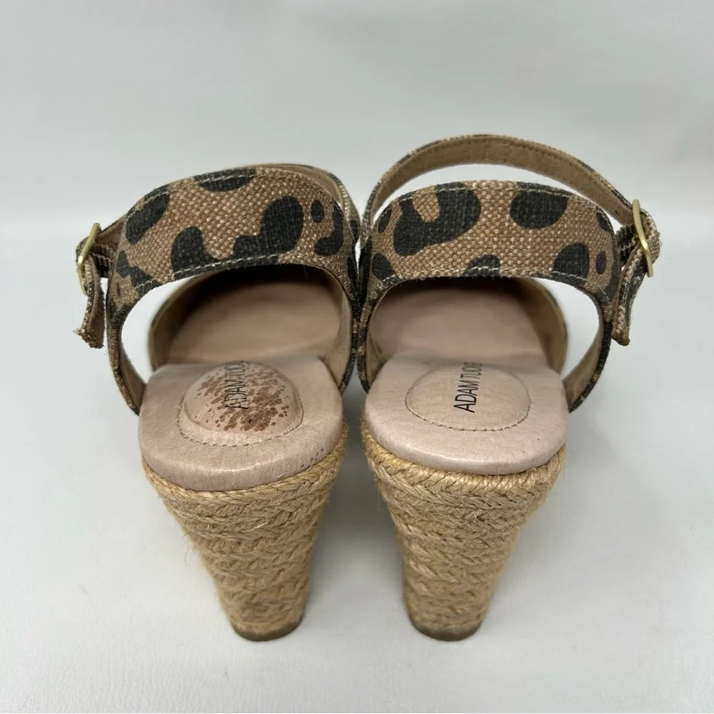 Adam Tucker Espadrille Leopard Print Wedges, Women’s Size 7M